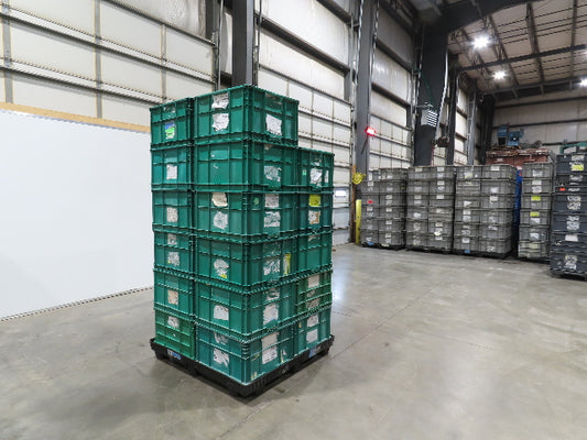 ORBIS Stakpak GREEN Stackable Plastic Tote Container Bin 24x22x14" Lot of 23