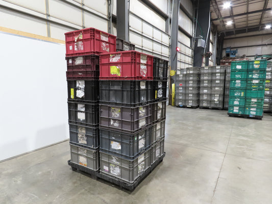 ORBIS Stakpak Stackable Plastic Tote Container Bin 24x22x14" Mixed Color  Lot 22