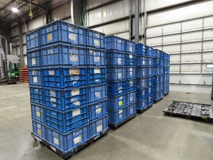 ORBIS Stakpak BLUE Stackable Plastic Tote Container Bin 24x22x14"  Lot of 24