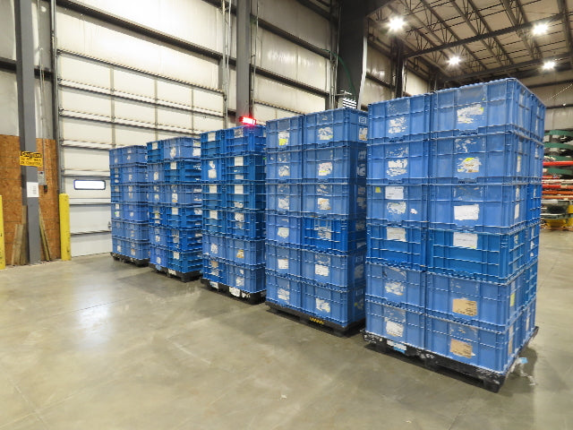 ORBIS Stakpak BLUE Stackable Plastic Tote Container Bin 24x22x14"  Lot of 24