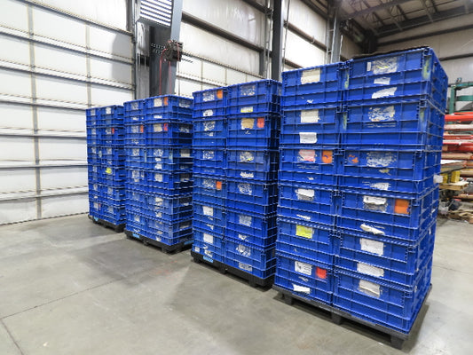 SSI Schaefer Stackable BLUE Plastic Tote Container Bin 24x22x14"  Lot of 24