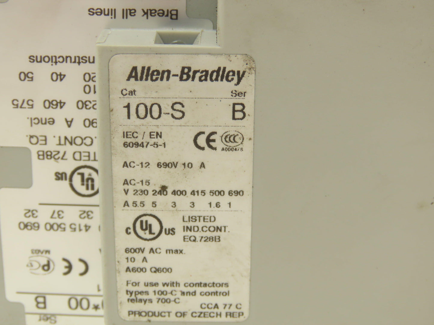 Allen Bradley 104-C60D22 Electronic Overload Relay Reversing Contactor