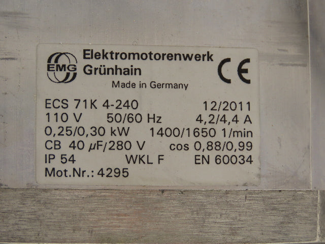 Elektromoterenwerk ECS 71K 4-240 AC Motor 1PH 110V 4.4A 14mm Shaft IEC Frame 71