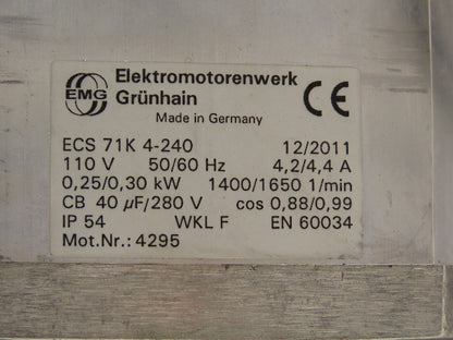 Elektromoterenwerk ECS 71K 4-240 AC Motor 1PH 110V 4.4A 14mm Shaft IEC Frame 71