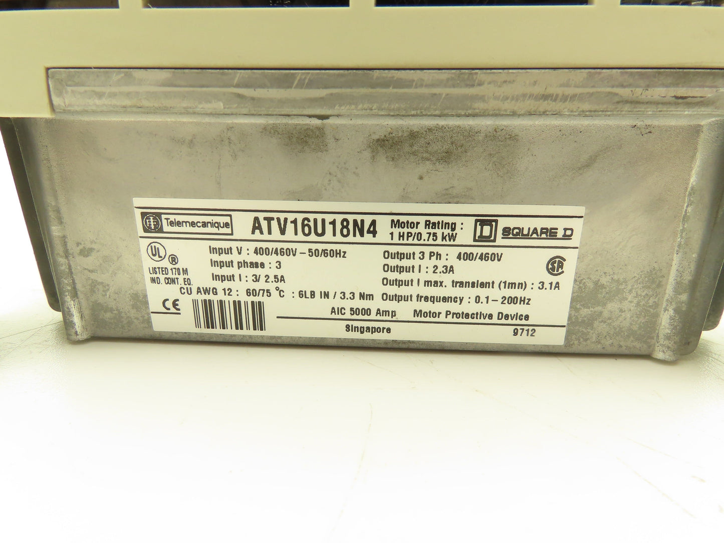 Square D Telemecanique ATV16U18N4 Altivar 16 AC Drive 1Hp 460V 3PH 2.3A