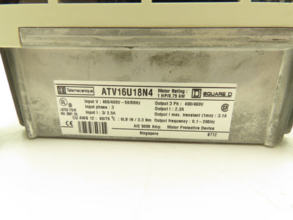Square D Telemecanique ATV16U18N4 Altivar 16 AC Drive 1Hp 460V 3PH 2.3A