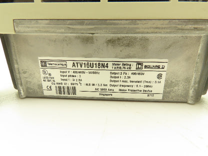 Square D Telemecanique ATV16U18N4 Altivar 16 AC Drive 1Hp 460V 3PH 2.3A