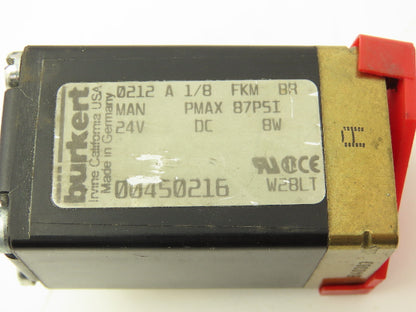 Burkert 0212 A 1/8 FKM BR Plunger Valve 2/2-Way 24VDC Solenoid  Lot of 4