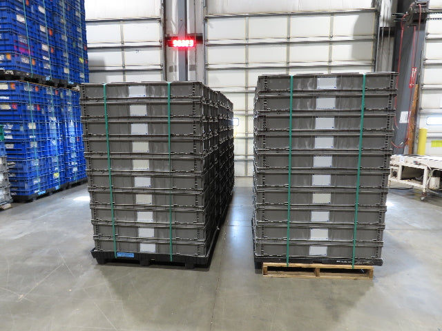 Lewis SO4815-7 Stackable GRAY Plastic Tote Container Bin 48x15x7" Lot of 30