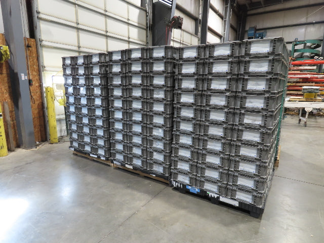 Lewis SO4815-7 Stackable GRAY Plastic Tote Container Bin 48x15x7" Lot of 30