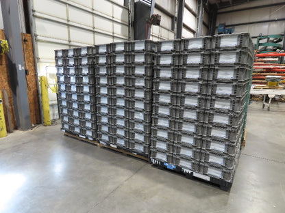 Lewis SO4815-7 Stackable GRAY Plastic Tote Container Bin 48x15x7" Lot of 30