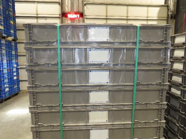 Lewis SO4815-7 Stackable GRAY Plastic Tote Container Bin 48x15x7" Lot of 30