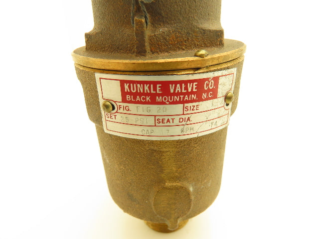 Kunkle FIG 20 Relief Valve Set 25 PSI 17GPM 1"NPT