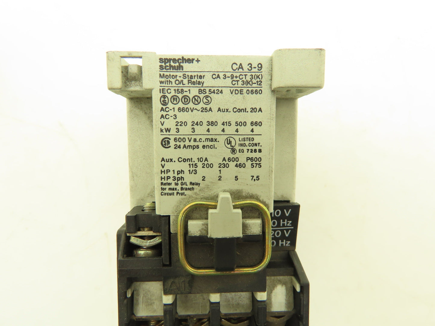 Sprecher+Schuh CA3-9-10 Motor Starter Overload Relay 600VAC 24A 7.5HP Lot of 2