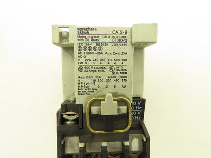 Sprecher+Schuh CA3-9-10 Motor Starter Overload Relay 600VAC 24A 7.5HP Lot of 2