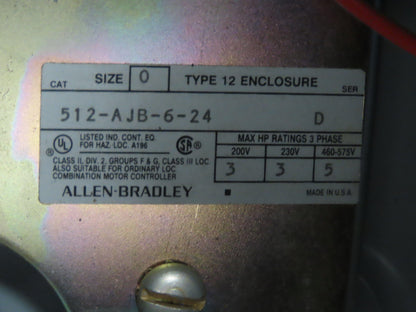 Allen Bradley Size 0 Fusible Combination Motor Starter 5Hp 600V 3PH