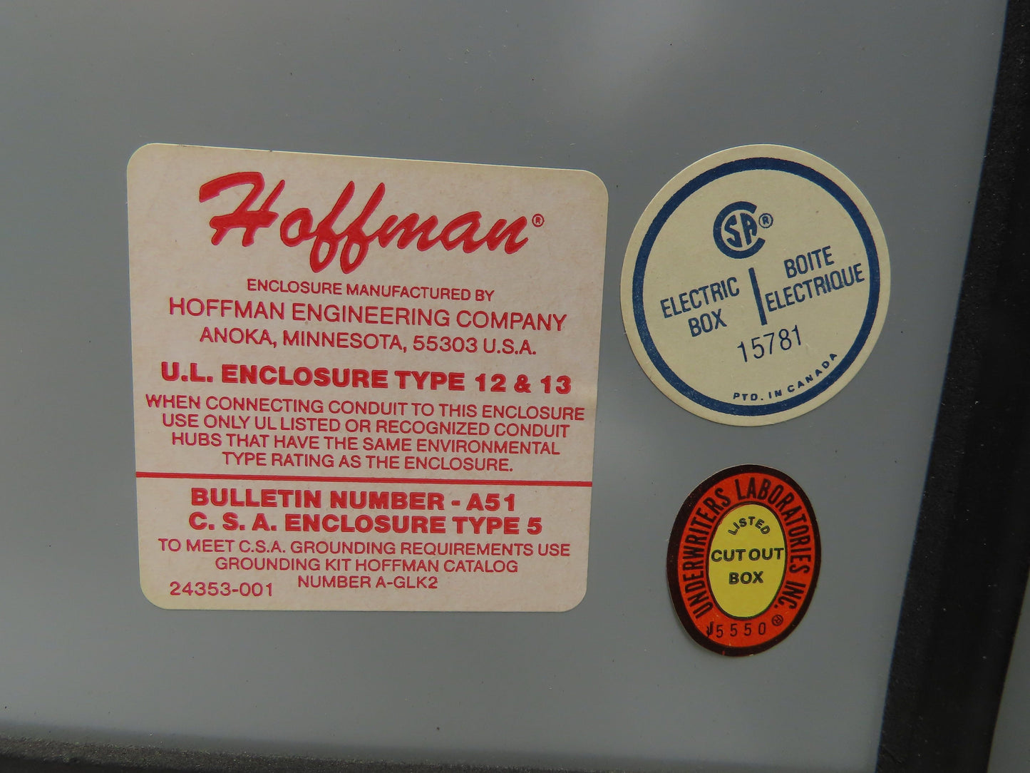 Hoffman 1210 Electrical Enclosure Control Panel with Backplate 12x10x4"