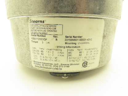Stearns 105611200DQF Motor Brake 3 lb. ft Torque 230/460VAC