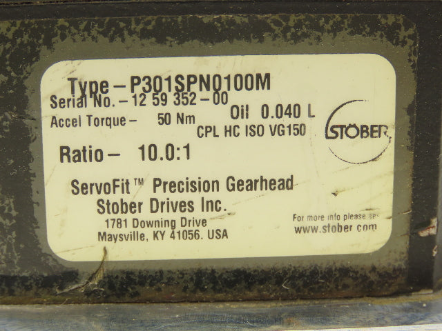 Stober P301SPN0100M Servo Gearbox 10:1 Precision Gearhead Reducer ServoFit