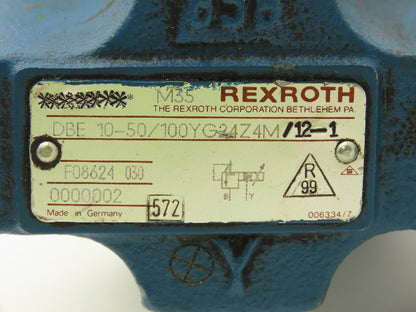 Rexroth DBE 10-50/100YG24Z4M/12-1 Hydraulic Proportional Pressure Relief Valve