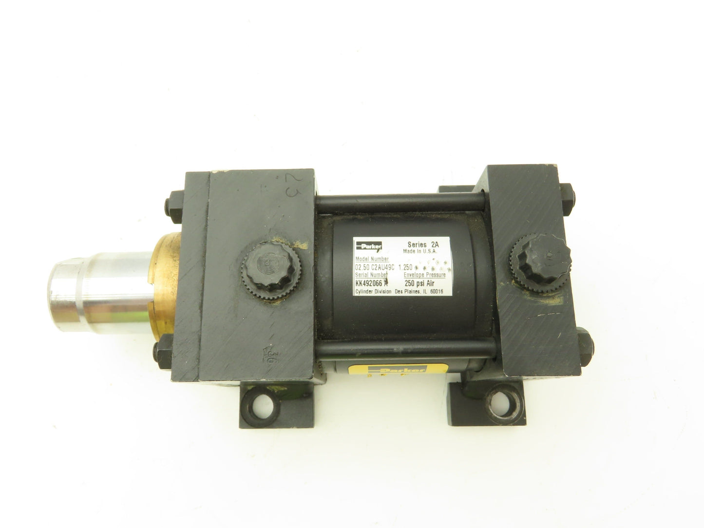 Parker Series 2A Pneumatic Air Cylinder 2.5" Bore 1.25" Stroke Foot Mount