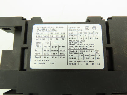 Siemens 3RT1034-1AK64 Motor Starter Contactor 600VAC 45A 18.5kW 3PH 30HP