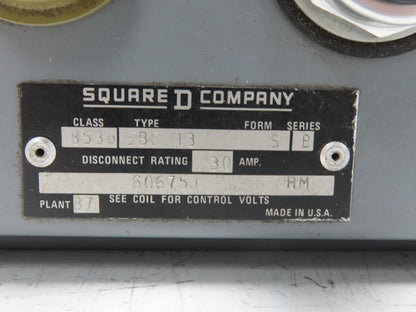 Square D 8538SBG13S Fusible Combination Starter 193-EEDB Heater Size 0 30A 3PH