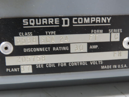Square D 8538SCA24FT Fusible Combination Starter 193-EEDB Heater Size 0 30A 3PH