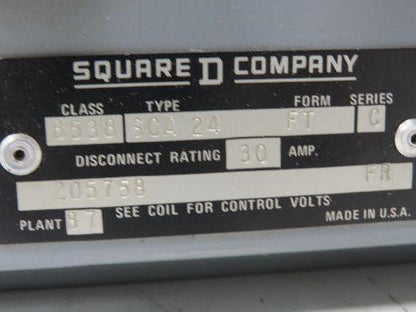 Square D 8538SCA24FT Fusible Combination Starter 193-EEDB Heater Size 0 30A 3PH