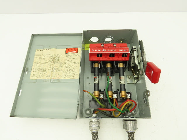 GE TH3361 Safety Switch Electrical Box 30A 600V 20HP 3PH Hubbell Pigtails