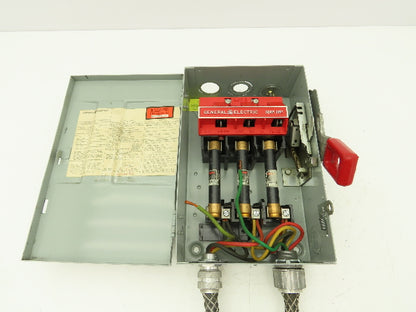 GE TH3361 Safety Switch Electrical Box 30A 600V 20HP 3PH Hubbell Pigtails