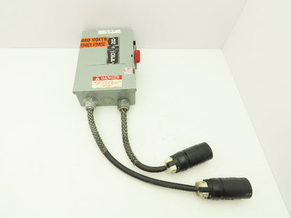 GE TH3361 Safety Switch Electrical Box 30A 600V 20HP 3PH Hubbell Pigtails