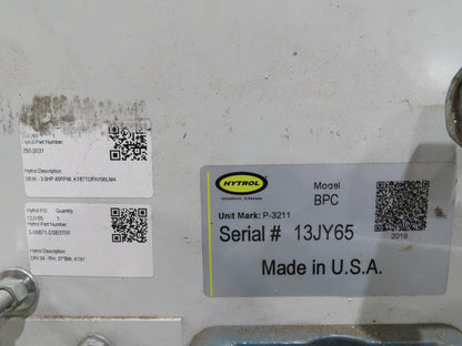 Hytrol BPC 37"x 78' Slider Bed Conveyor Parcel Belt 3Hp 480V Center Drive 155fpm