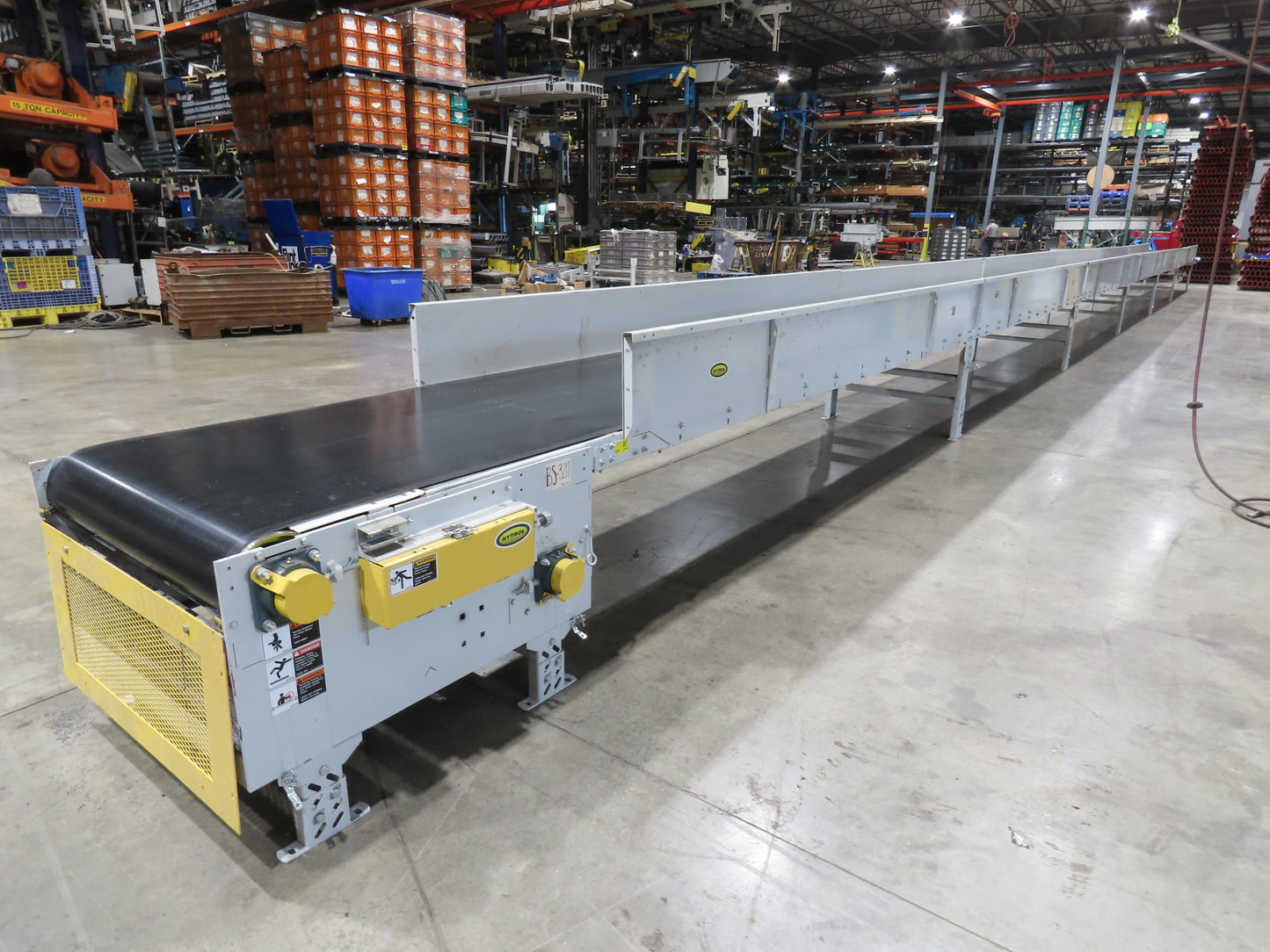 Hytrol BPC 37"x 78' Slider Bed Conveyor Parcel Belt 3Hp 480V Center Drive 155fpm