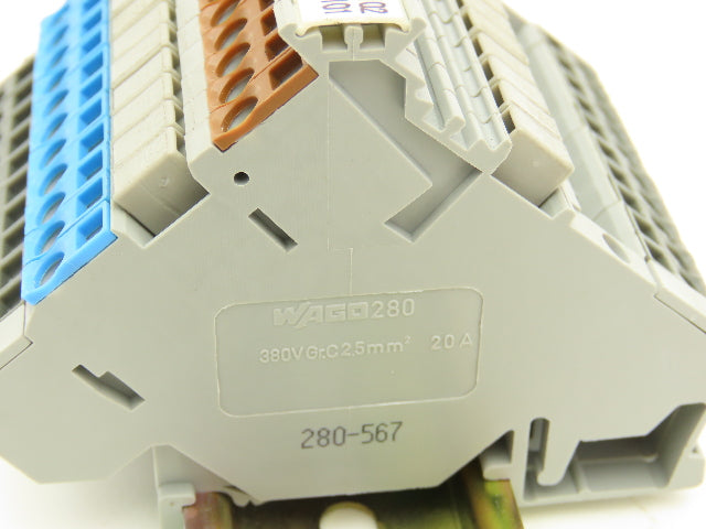 Wago 280 4-Wire 20A Grounding Terminal 380V 2.5mm² 20A DIN Rail 31" Lot of 64