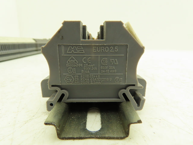MI Euro 2.5mm² 20A Terminal 600V 24-12AWG DIN Rails Lot of 185