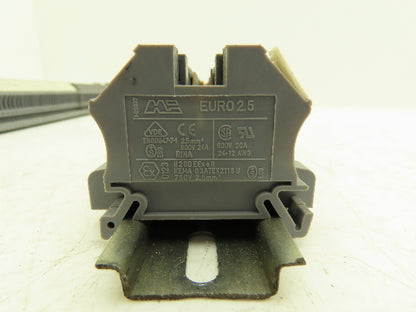 MI Euro 2.5mm² 20A Terminal 600V 24-12AWG DIN Rails Lot of 185