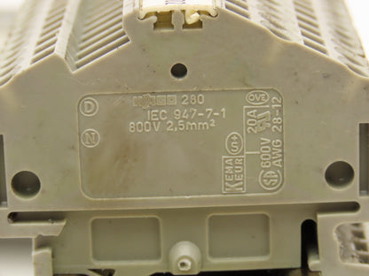 Wago 280 3-Wire 20A Terminal 600V 2.5mm² 28-12AWG DIN Rails Lot of 215