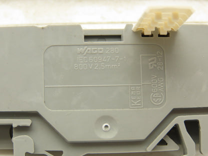 Wago 280 3-Wire 20A Terminal 600V 2.5mm² 28-12AWG DIN Rails Lot of 215
