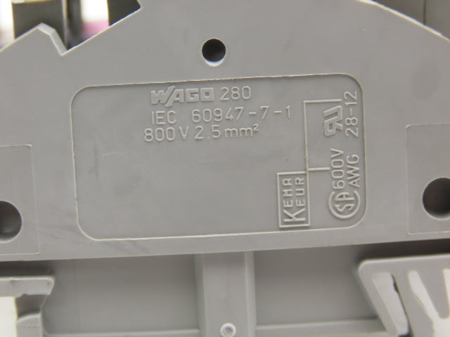 Wago 280 3-Wire 20A Terminal 600V 2.5mm² 28-12AWG DIN Rails Lot of 215