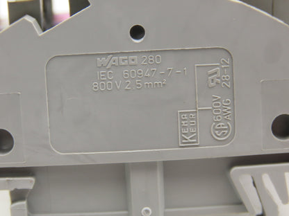 Wago 280 3-Wire 20A Terminal 600V 2.5mm² 28-12AWG DIN Rails Lot of 215