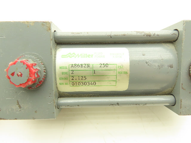 Miller A86B2N Pneumatic Air Cylinder 2" Bore 2-1/8" Stroke Clevis Mt