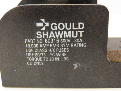 Gould Shawmut 60316 Fuse Holder Class H/K 600V 30A Lot of 9