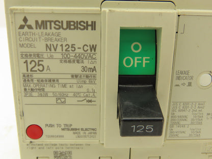 Mitsubishi Electric NV125-CW 125A Circuit Breaker 100-440VAC 3-Pole F-1S Handle