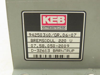 KEB Bremsodul Braking Resistor Module 20 Ohm 220V Circuit Board BROKEN RESISTOR