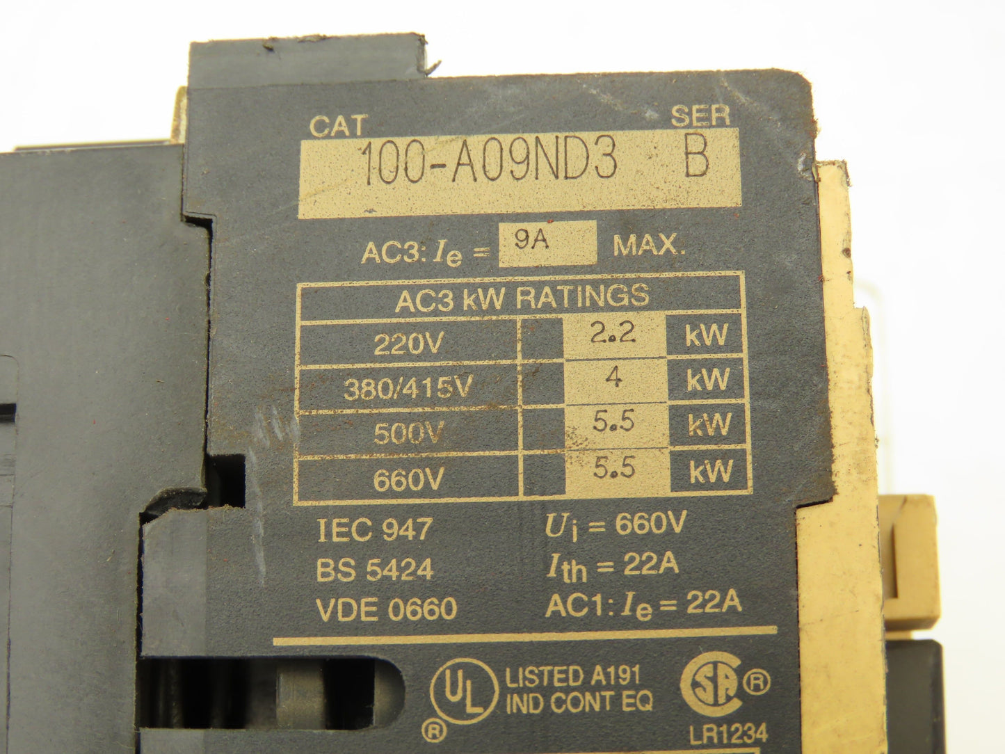 Allen Bradley Motor Starter Reversing Contactor 575V 7.5HP 40A 3 PH Set Lot of 5