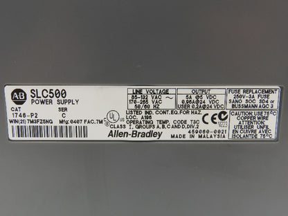 Allen Bradley 1746-A13 1746-P2 SLC 500 Power Supply 13-Slot I/O Chassis Rack