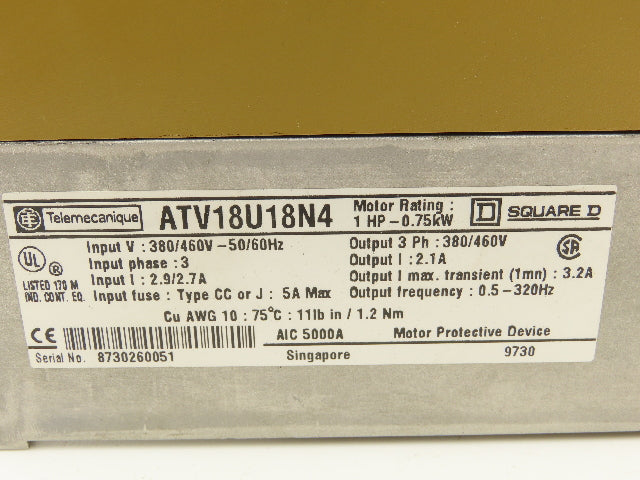 Square D Telemecanique ATV18U18N4 Variable AC Drive VFD 1Hp 460V 3PH Lot of 4