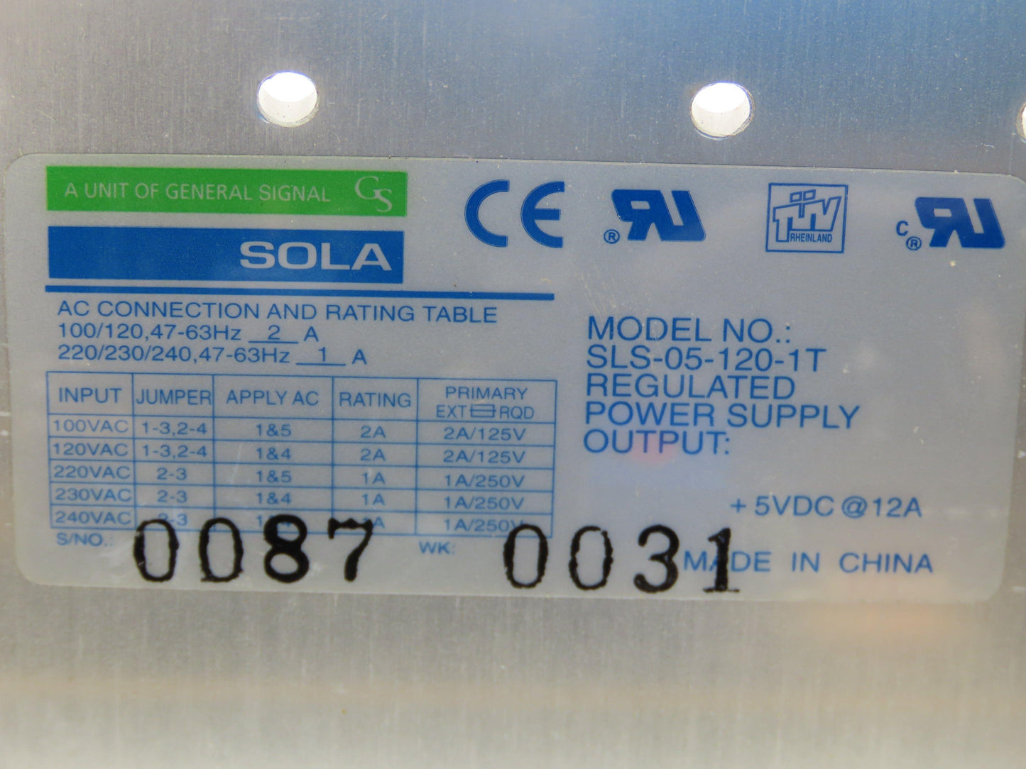 Sola SLS-05-120-1 Open Frame Power Supply Module 120/240V 5V 12A Lot of 2