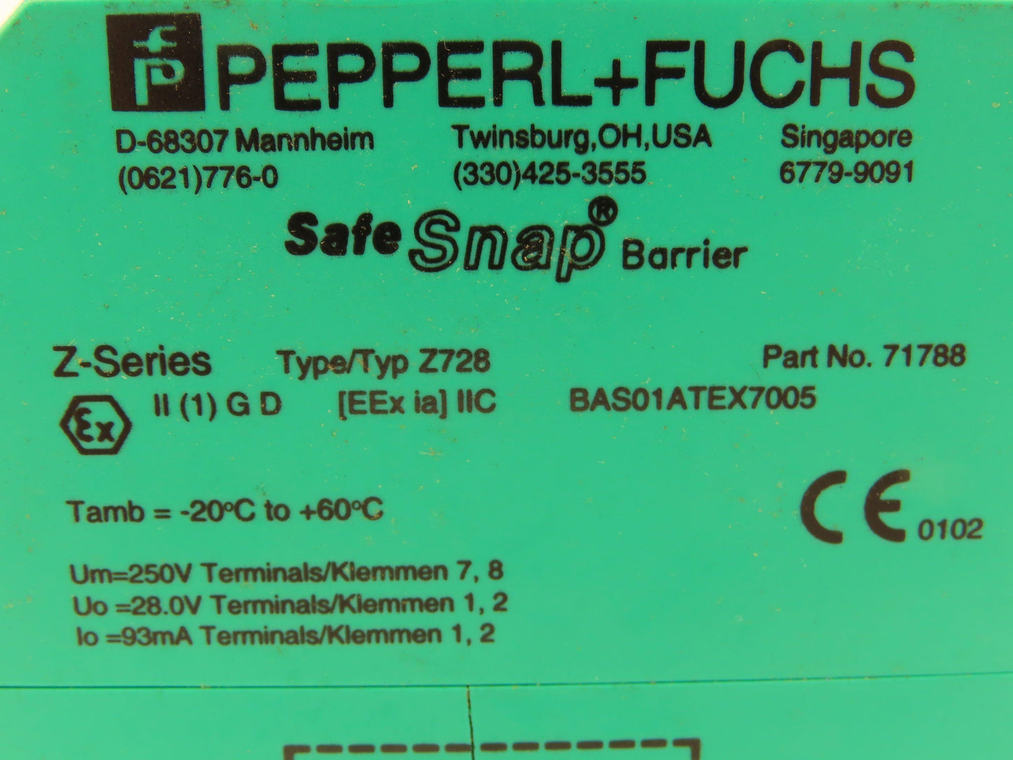 Pepperl Fuchs 71788 BAS01ATEX7005 Safe Snap Barrier Relay Lot of 2